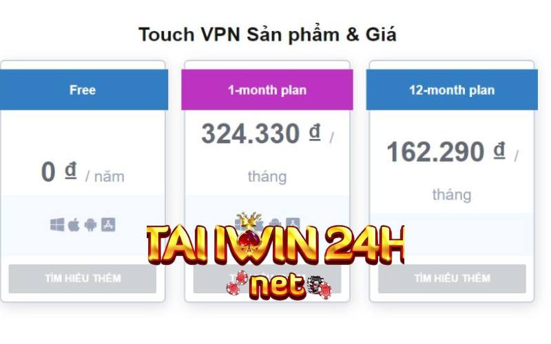 Touch VPN Fake IP miễn phí truy cập iwin.vin